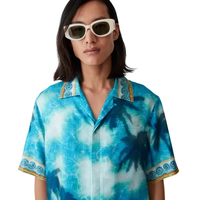 Poolside Emblem kortärmad silkesskjorta