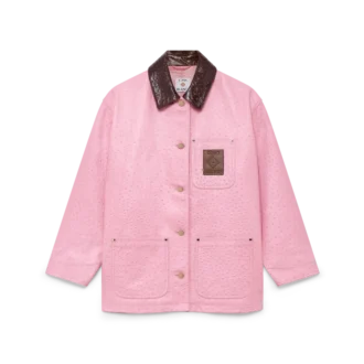 Präglad läderkavaj i arbetsstils