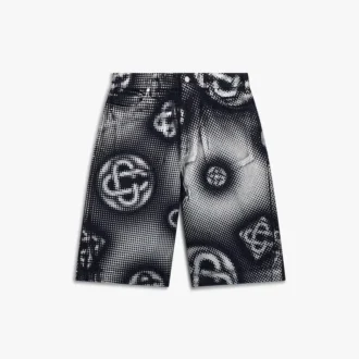 Pärlemorskimrande monogram-jeansshorts