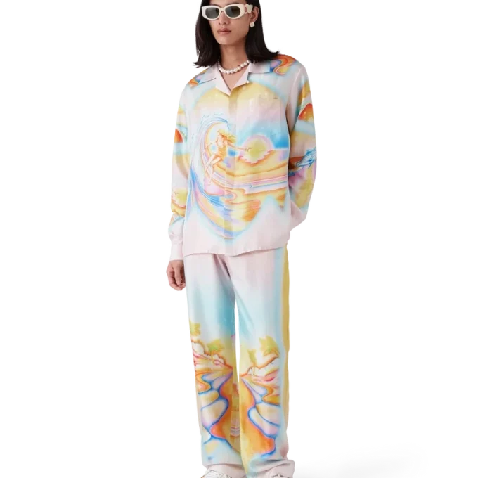 Psychedelic Nirvana långärmad silkesskjorta