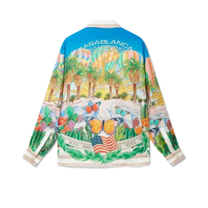 Psykedelisk silkeskjorte med kubansk krage