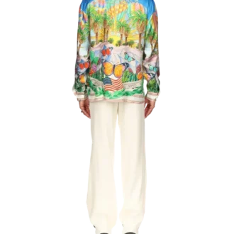 Psykedelisk silkeskjorte med kubansk krage