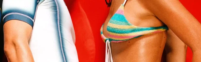 Randig bikinibotten i frotté Randig bikinibotten i frotté