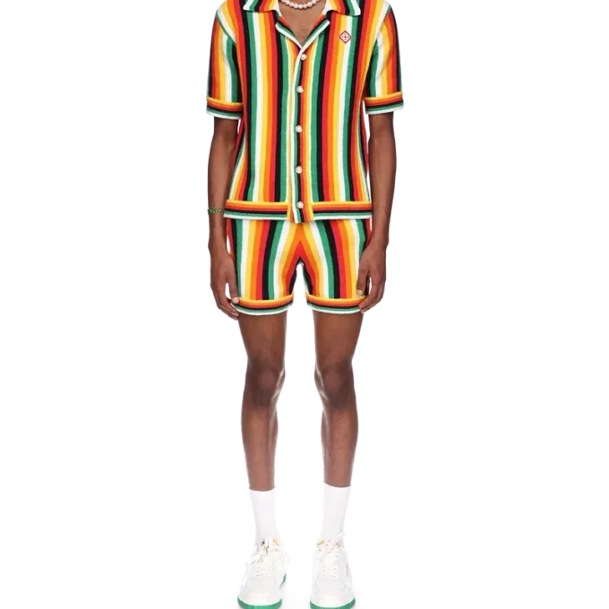 Randig frotté-skjorta