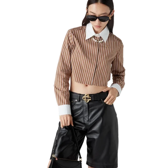 Randig kortärmad skjorta