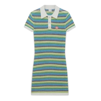 Randig midiklänning med korta ärmar