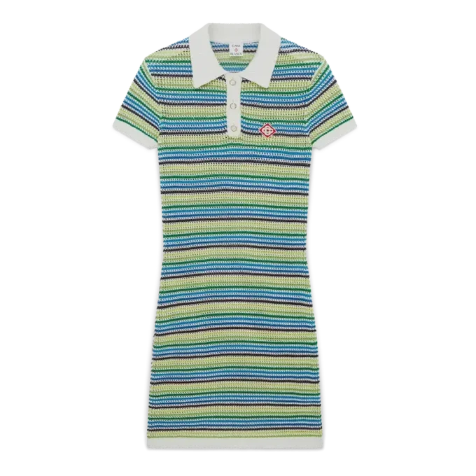 Randig midiklänning med korta ärmar