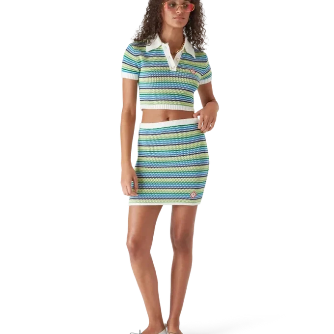 Randig pikétröja med korta ärmar Randig pikétröja med korta ärmar