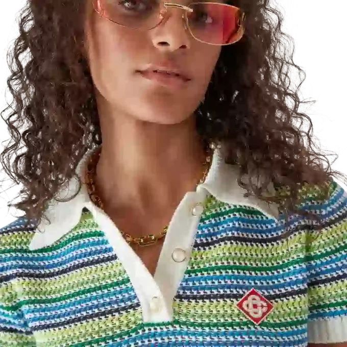 Randig pikétröja med korta ärmar Randig pikétröja med korta ärmar