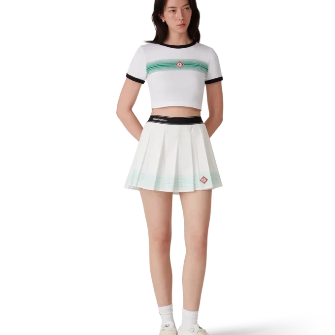 Randig plisserad minikjol