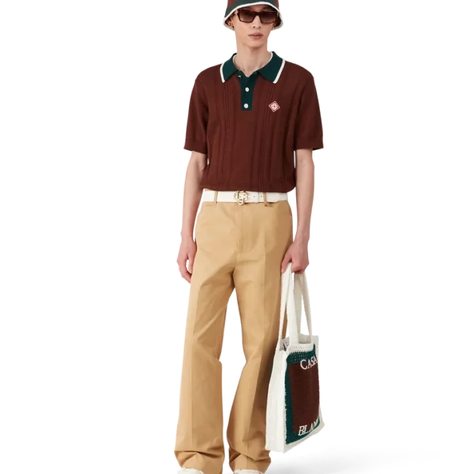 Randig virkad mössa