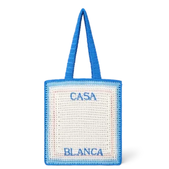 Randig virkad väska