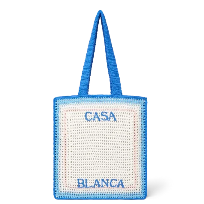 Randig virkad väska