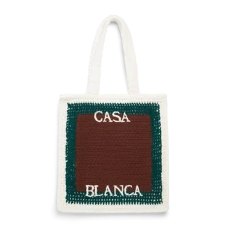 Randig virkad väska