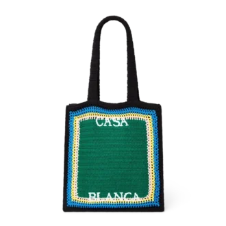 Randig virkad väska