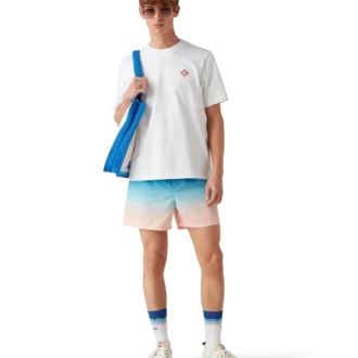 Randig virkad väska