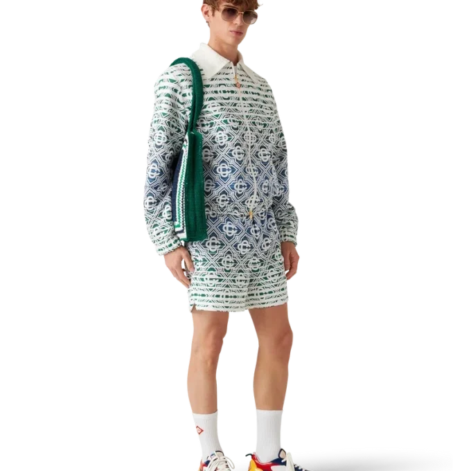 Randig virkad väska