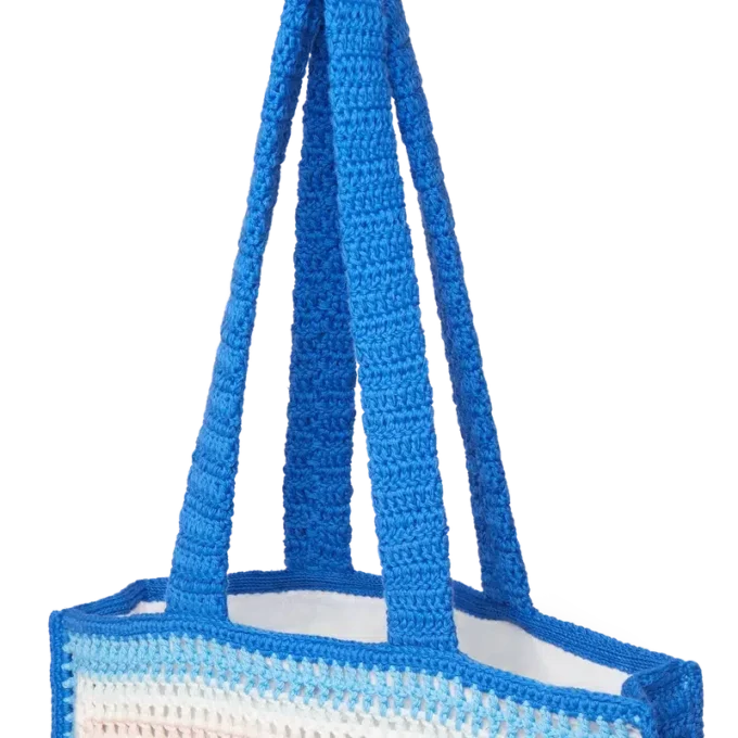 Randig virkad väska