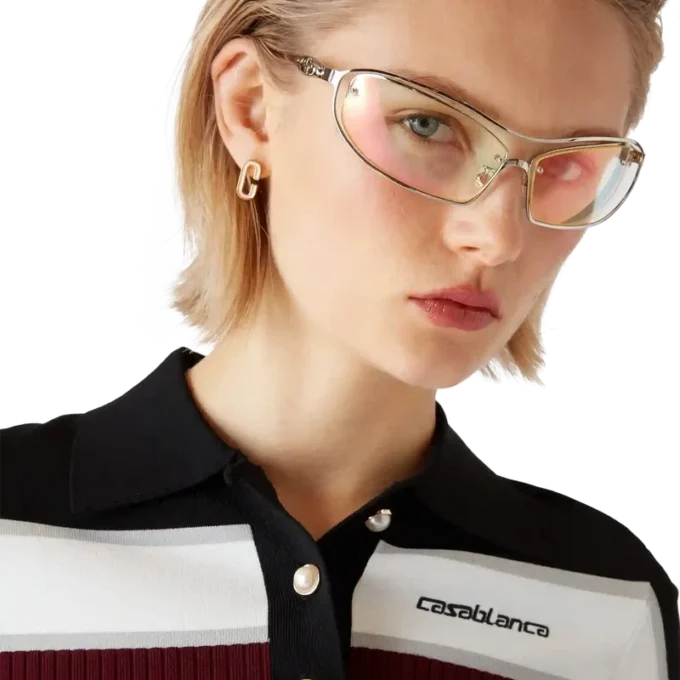 Randiga kortärmad pikétröja