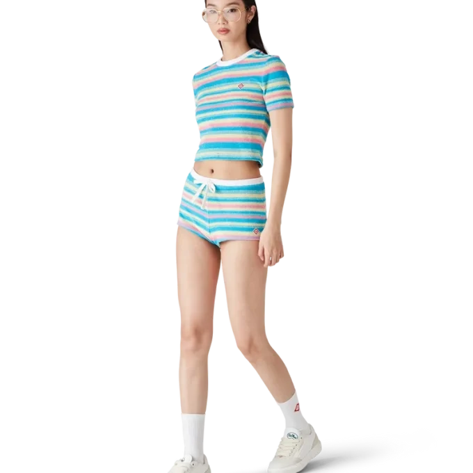 Randiga minishorts i frotté