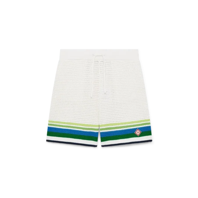 Randiga stickade shorts