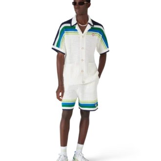 Randiga stickade shorts