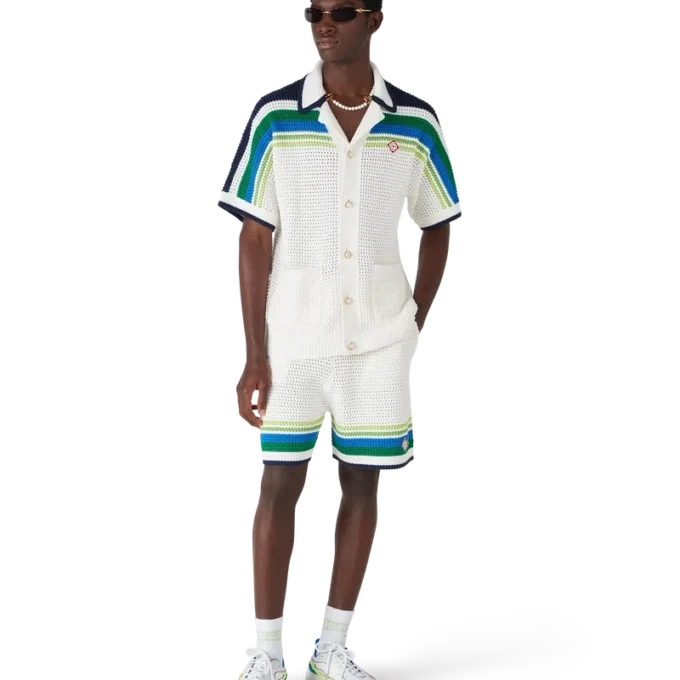 Randiga stickade shorts