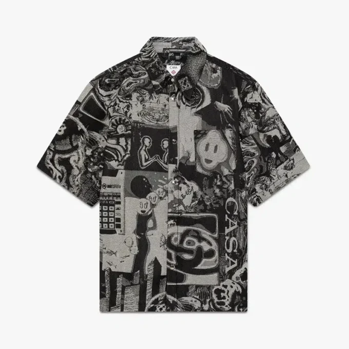 Rave Collage kortärmad denimskjorta