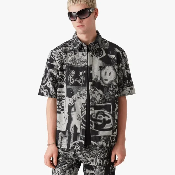 Rave Collage kortärmad denimskjorta