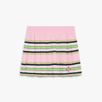 Rosa och grön randig plisserad minikjol