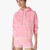 Rosa velour-hoodie med monogram