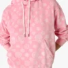 Rosa velour-hoodie med monogram