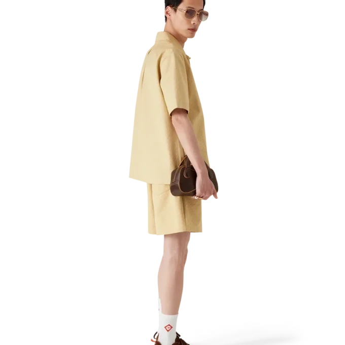 Shorts i bomullsjacquard med monogram