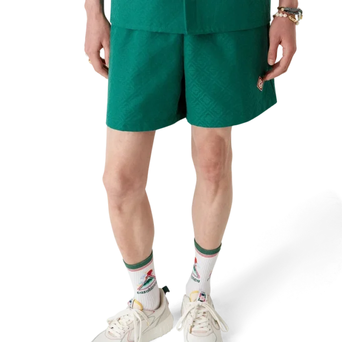 Shorts i bomullsjacquard med monogram