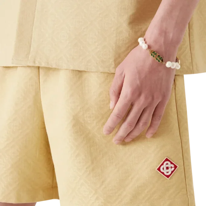 Shorts i bomullsjacquard med monogram