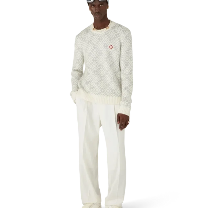 Silver Monogram Mohair Blend Crew Neck Silver Monogram Mohair Blend Crew Neck