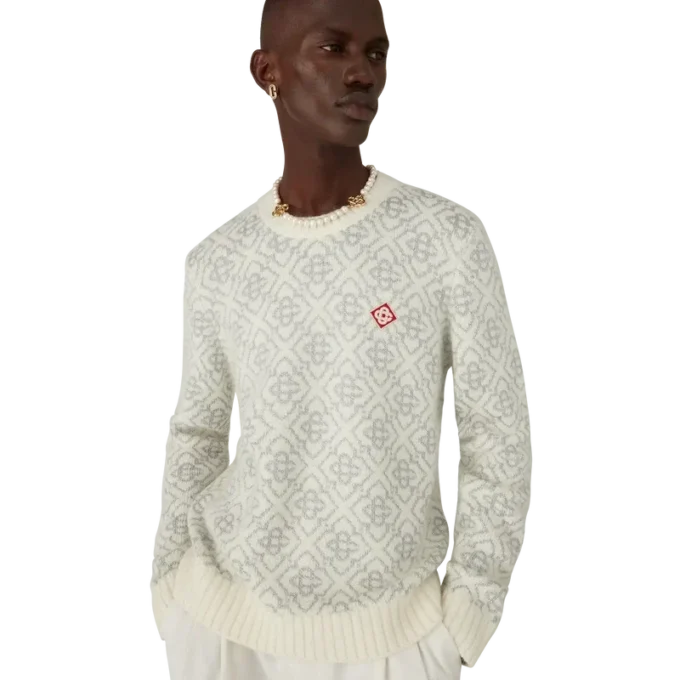 Silver Monogram Mohair Blend Crew Neck Silver Monogram Mohair Blend Crew Neck