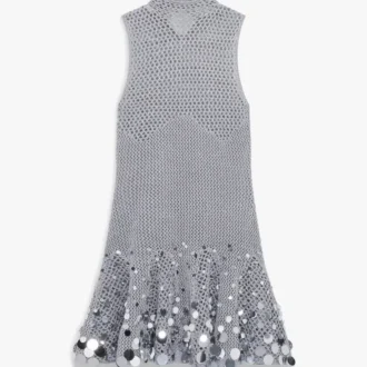 Silverfärgad miniklänning med virkad spegel