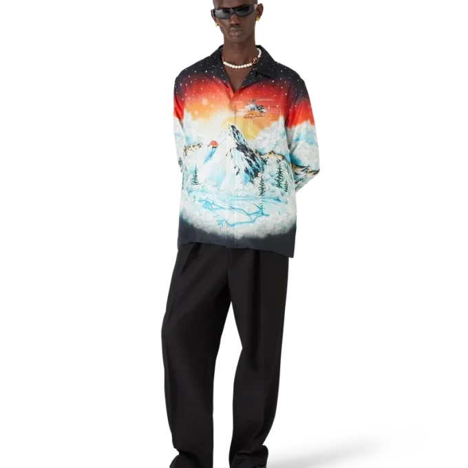 Ski Lake långärmad skjorta i silketwill