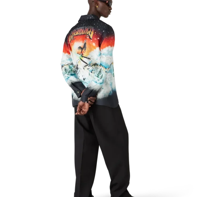 Ski Lake långärmad skjorta i silketwill