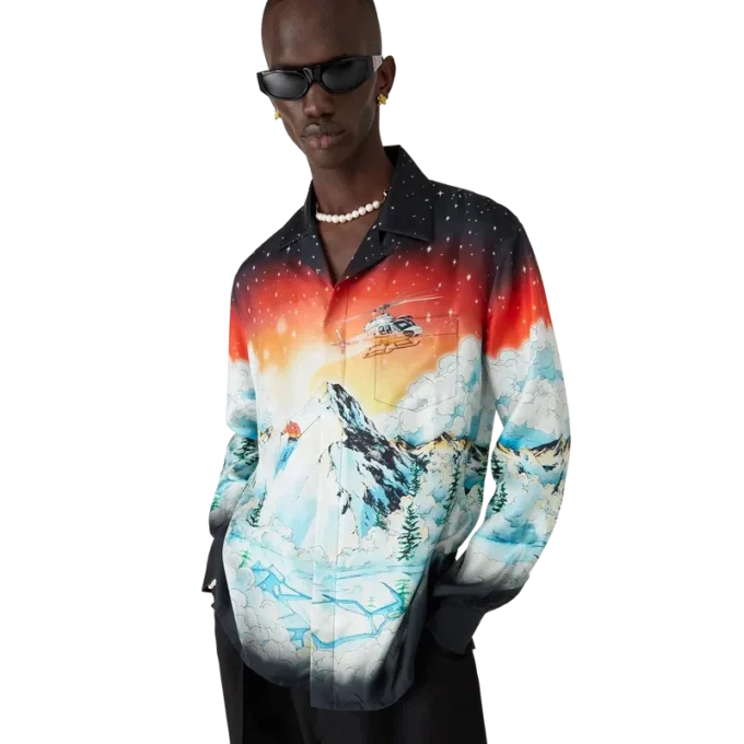 Ski Lake långärmad skjorta i silketwill