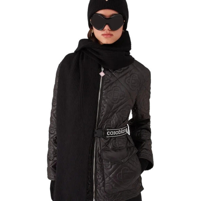 Skidscarf i ribbad ull