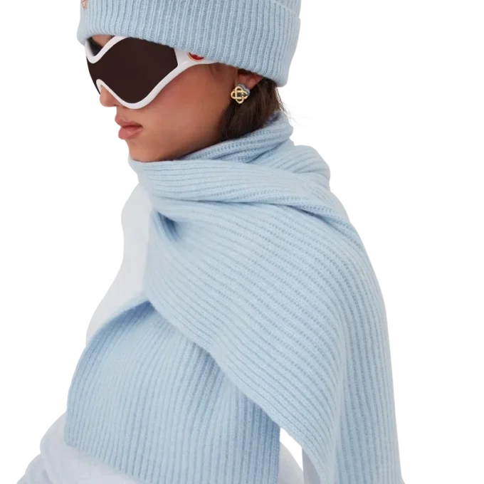 Skidscarf i ribbad ull