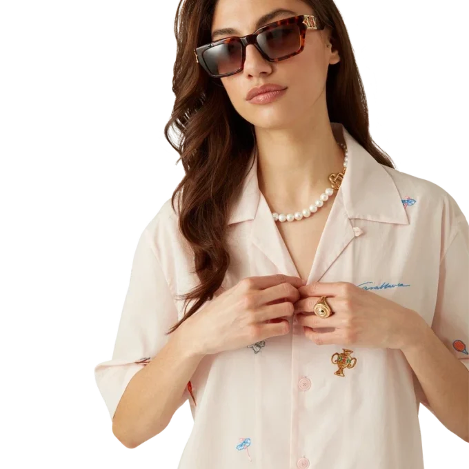 Skjorta med broderat motiv