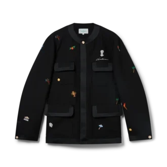 Skräddarsydd jacka i ull med broderat motiv