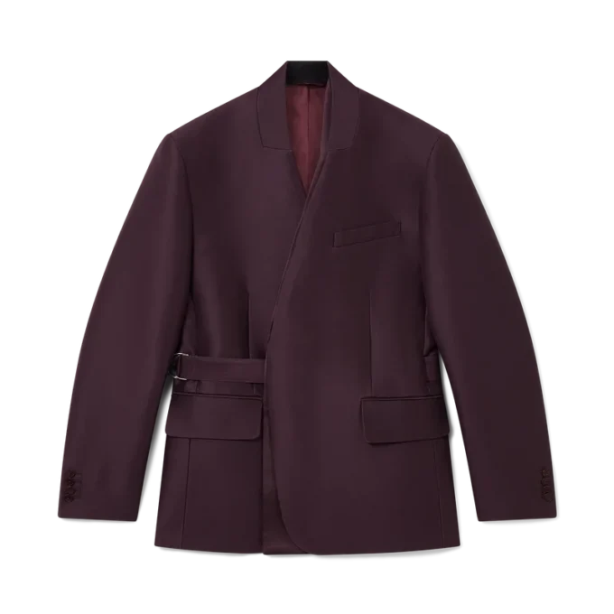 Skräddarsydd wrapjacka i ull- och silkesblandning