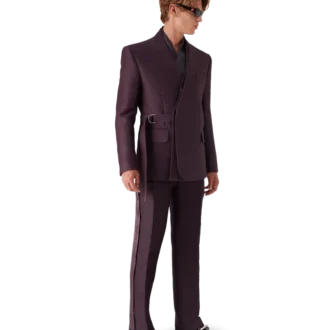 Skräddarsydd wrapjacka i ull- och silkesblandning