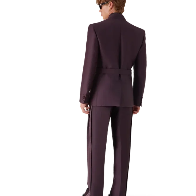 Skräddarsydd wrapjacka i ull- och silkesblandning