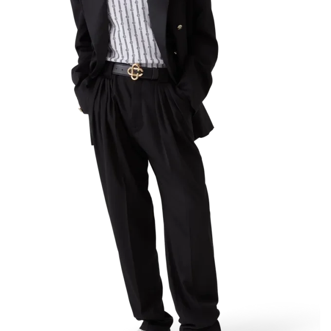 Skräddarsydda byxor i ull med fem veck