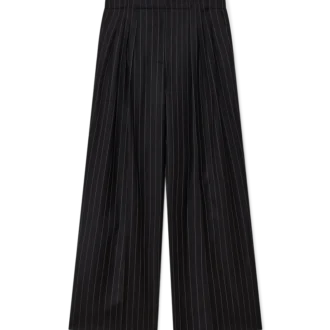 Skräddarsydda byxor i ull med smala ränder och tre veck